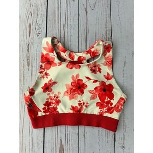 LINC Active Women Red Floral High Neck T-Back Sports Bra Small